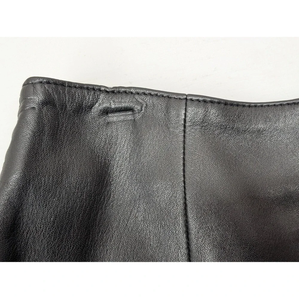 Petite Sophisticate Skirt Women Sz 4 Dark Brown Leather Zip Lined Goth Y2K Chic